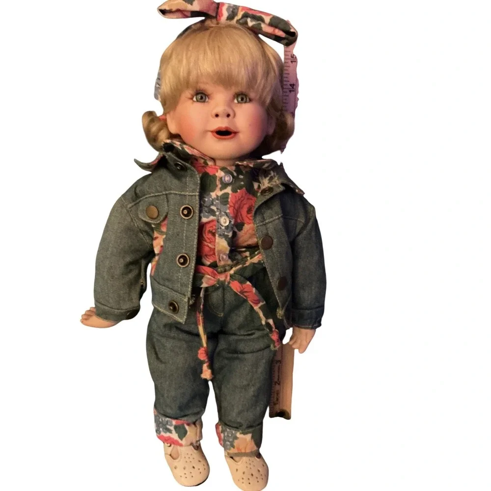 Miss Priss Hamilton Collection Blonde Girl in Denim Jacket and Floral Outfit‎